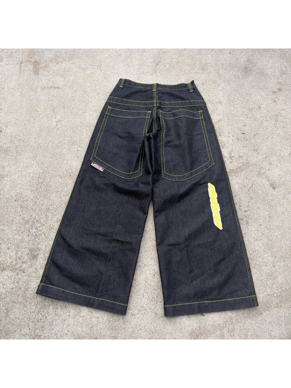 Vintage JNCO Baggy Skater Jeans Men Size 33x32 Black Y2K Embroidered
